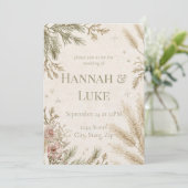 Rustic Boho Winter Wedding Invitation with Snow 招待状 (スタンド正面)