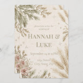 Rustic Boho Winter Wedding Invitation with Snow 招待状 (正面/裏面)