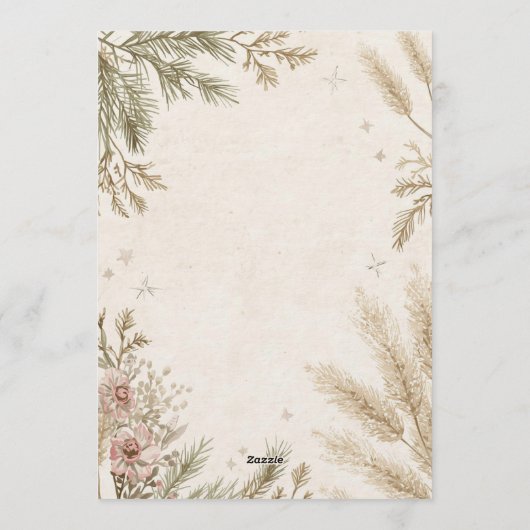 Rustic Boho Winter Wedding Invitation with Snow 招待状 (裏面)