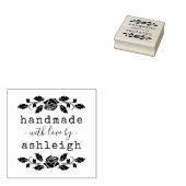 Rustic Bold Rose Handmade With Love Name ラバースタンプ (押印)
