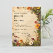 Rustic Book Lovers Print Floral Wedding Invitation 招待状 (スタンド正面)