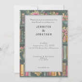 Rustic Book Lovers Print Floral Wedding Invitation 招待状 (正面)