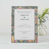 Rustic Book Lovers Print Floral Wedding Invitation 招待状 (スタンド正面)