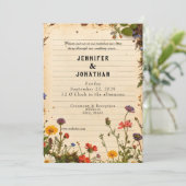Rustic Book Lovers Print Floral Wedding Invitation 招待状 (スタンド正面)