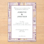 Rustic Book Lovers Print Wedding Invitation アクリル招待状 (正面)