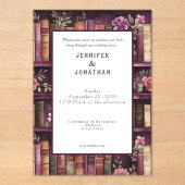 Rustic Book Lovers Print Wedding Invitation アクリル招待状 (正面)