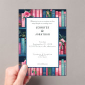 Rustic Book Lovers Print Wedding Invitation アクリル招待状 (インサイチュ (ポータブル))