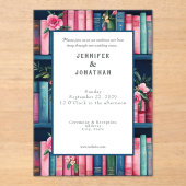 Rustic Book Lovers Print Wedding Invitation アクリル招待状 (正面)