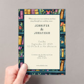 Rustic Book Lovers Print Wedding Invitation アクリル招待状 (インサイチュ (ポータブル))