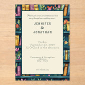 Rustic Book Lovers Print Wedding Invitation アクリル招待状 (正面)