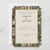 Rustic Book Lovers Print Wedding Invitation 招待状 (正面)