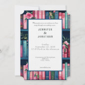 Rustic Book Lovers Print Wedding Invitation 招待状 (正面)