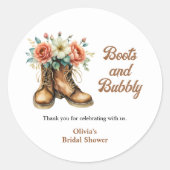 Rustic Boots and Bubbly Bridal Shower ラウンドシール (正面)