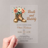 Rustic Boots and Bubbly Western Bridal Shower  アクリル招待状 (インサイチュ (ポータブル))