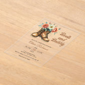 Rustic Boots and Bubbly Western Bridal Shower  アクリル招待状 (レイダウン)