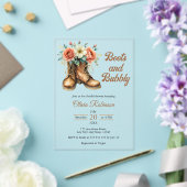 Rustic Boots and Bubbly Western Bridal Shower  アクリル招待状 (インサイチュ (ウェディング))
