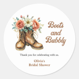 Rustic Boots and Bubbly Western Bridal Shower  ラウンドシール