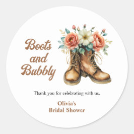 Rustic Boots and Bubbly Western Bridal Shower  ラウンドシール