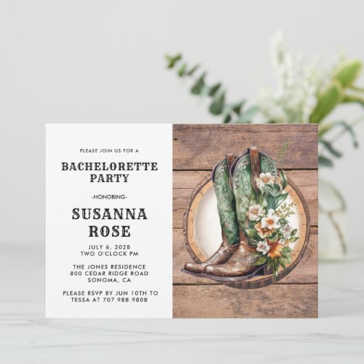 Rustic Boots Bachelorette Party 招待状 (スタンド正面)