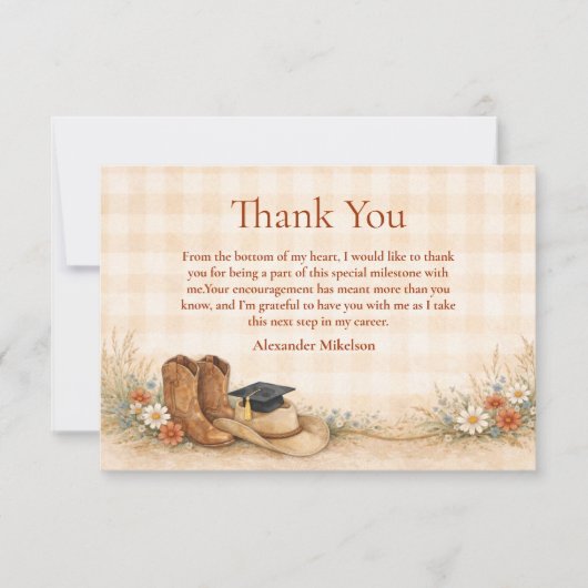 Rustic Boots Graduation Party サンキューカード (正面)