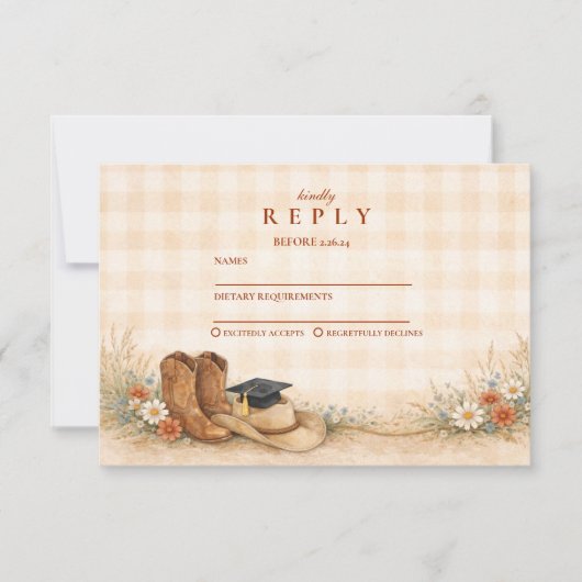 Rustic Boots Graduation Party 出欠カード (正面)
