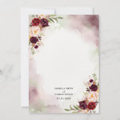 Rustic Bordeaux Blush Floral Wedding Invitation 招待状 (裏面)
