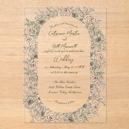 Rustic Botanical Acrylic Wedding Invitation アクリル招待状