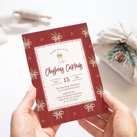 Rustic Botanical Christmas Party Invitation 招待状