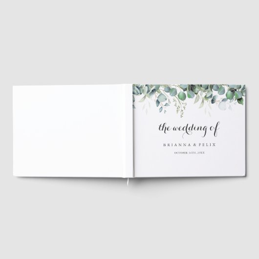 Rustic Botanical Eucalyptus Greenery Wedding ゲストブック (全面)