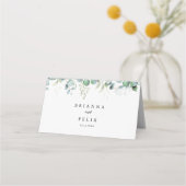 Rustic Botanical Eucalyptus Greenery Wedding プレイスカード (裏面)