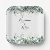 Rustic Botanical Eucalyptus Greenery Wedding ペーパープレート (正面)