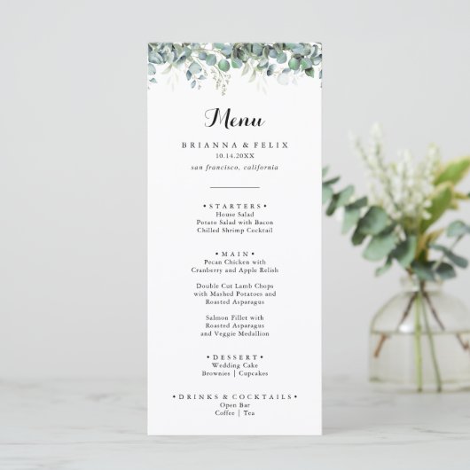 Rustic Botanical Eucalyptus Greenery Wedding メニュー (スタンド正面)