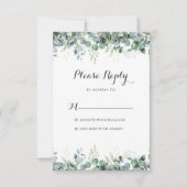 Rustic Botanical Eucalyptus Greenery Wedding 出欠カード (正面)