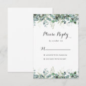 Rustic Botanical Eucalyptus Greenery Wedding 出欠カード (正面/裏面)