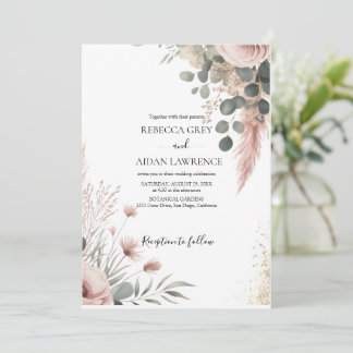 Rustic Botanical Eucalyptus Greenery Wedding  招待状