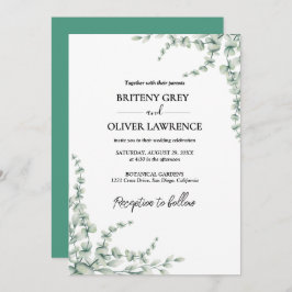 Rustic Botanical Eucalyptus Greenery Wedding 招待状