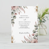 Rustic Botanical Eucalyptus Greenery Wedding  招待状 (スタンド正面)