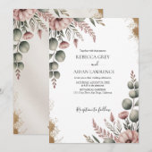 Rustic Botanical Eucalyptus Greenery Wedding  招待状 (正面/裏面)