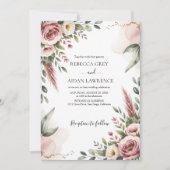 Rustic Botanical Eucalyptus Greenery Wedding  招待状 (正面)