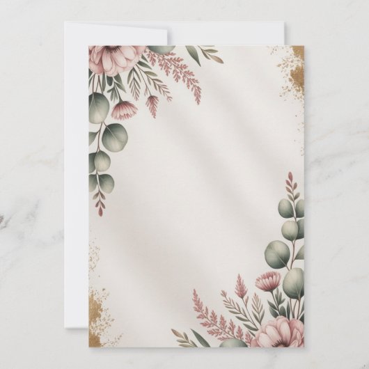 Rustic Botanical Eucalyptus Greenery Wedding  招待状 (裏面)