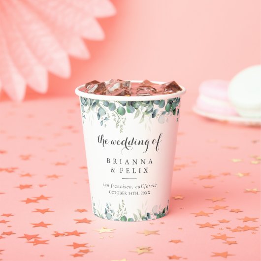 Rustic Botanical Eucalyptus Greenery Wedding 紙コップ (インサイチュ)