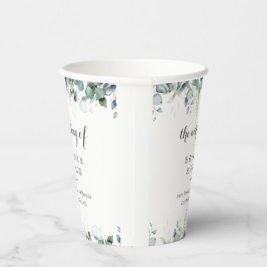 Rustic Botanical Eucalyptus Greenery Wedding 紙コップ (右)