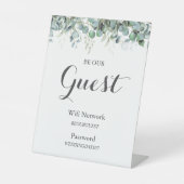 Rustic Botanical Eucalyptus Greenery Wedding Wifi 台座サイン (正面)