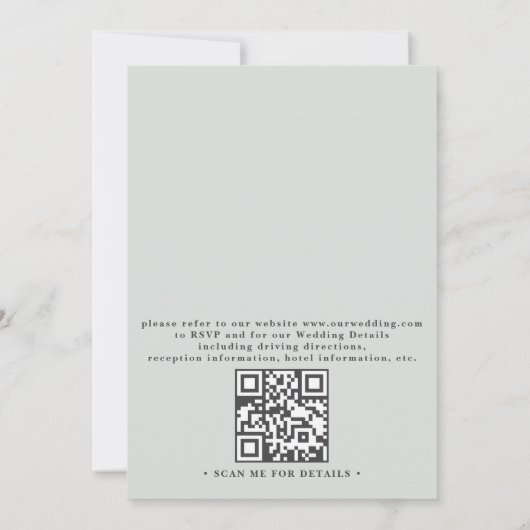 Rustic Botanical Eucalyptus Modern QR Code Wedding 招待状 (裏面)