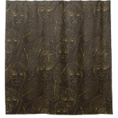 Rustic Botanical Face Line Pattern (1) シャワーカーテン (正面)