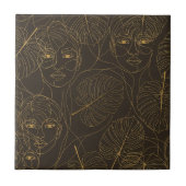 Rustic Botanical Face Line Pattern (1) タイル (正面)