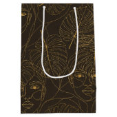 Rustic Botanical Face Line Pattern (1) ミディアムペーパーバッグ (裏面)