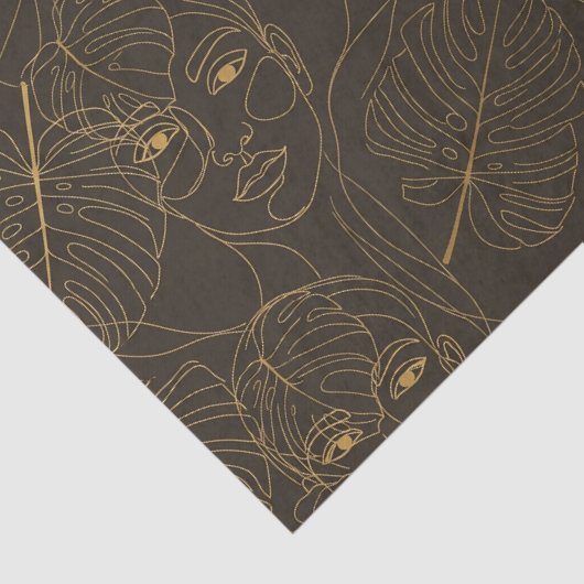 Rustic Botanical Face Line Pattern (1) 薄葉紙 (詳細)