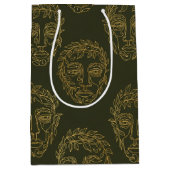 Rustic Botanical Face Line Pattern (2) ミディアムペーパーバッグ (正面)