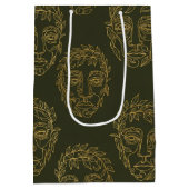 Rustic Botanical Face Line Pattern (2) ミディアムペーパーバッグ (裏面)